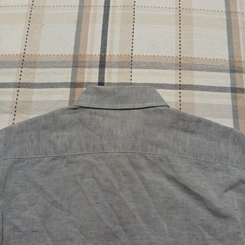 rag&bone Gray Linen Blend Long Sleeve Button Shirt Fit 1 / 14.5" Portugal Made - Picture 8 of 12